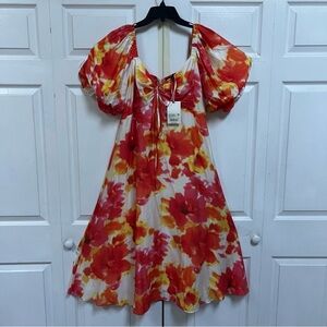 Alex Marie Floral Puff Sleeve Dress Size 16 New